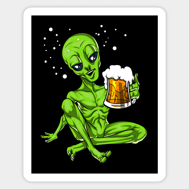 Space Alien Beer Lover Sticker by underheaven